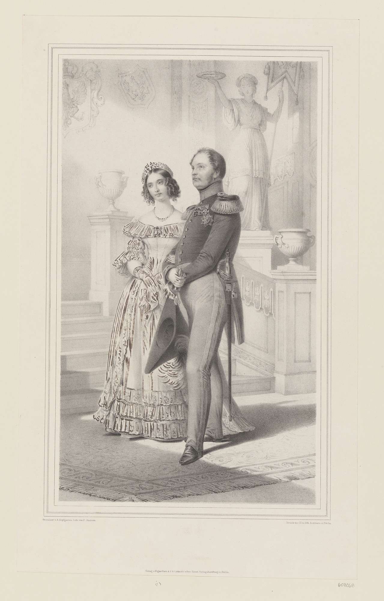 гравюра кронпринц Фридрих Вильгельм и Елизавета Людовика Баварская