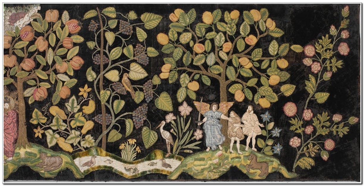 Английская вышивка -панно «Эдемский сад» 