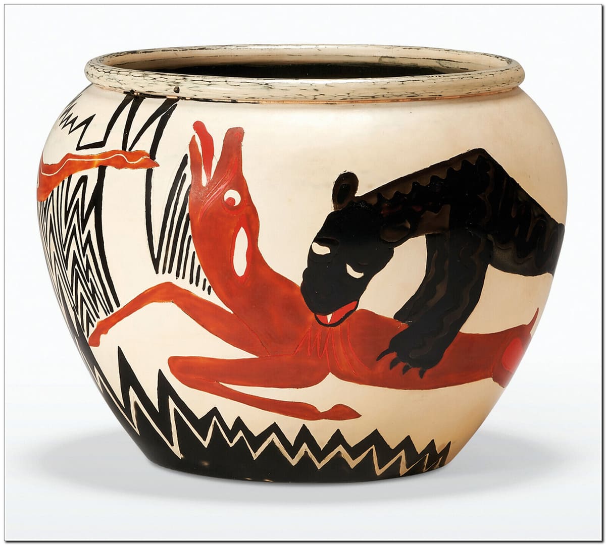 Кашпо AUX BICHES, 1930 г, лакированная медь