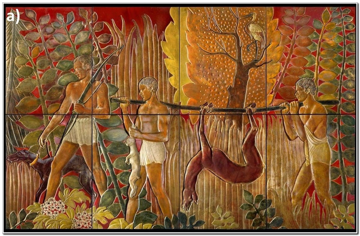 Лаковая панель Возвращение охотников, 1935г.