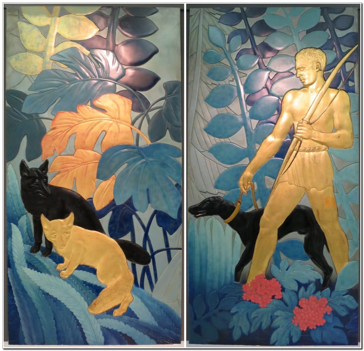 Охота,1935 год, лак, сусальное золото, музей Wolfsonian-FIU.