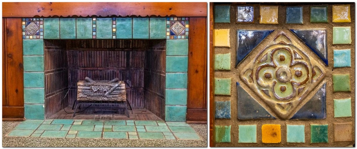 Керамика Pewabic, камин в Уильямс-холле Керамика Pewabic, камин в Уильямс-холле