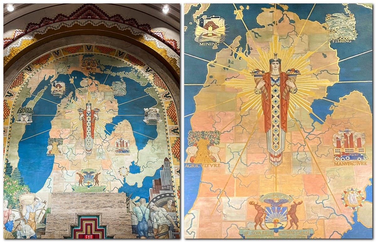 Мозаичная карта штата Мичиган в здании Guardian Building.