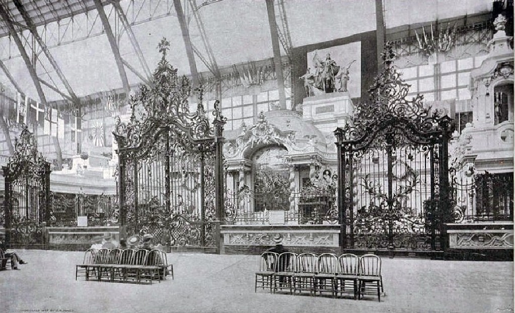 Иллюстрация 1893 года, железные ворота на Всемирной выставке в Чикаго, США