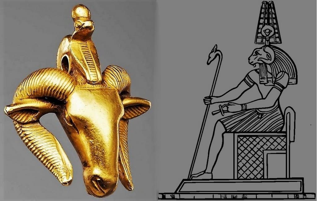 Фараоны носили амулет в виде головы барана, завязанный на шее толстым шнуром. Бараны были связаны с богом Амоном, особенно в Нубии, где его особенно почитали. Амулет Головы Барана Нью-Йорк, Музей Метрополитен, 1989