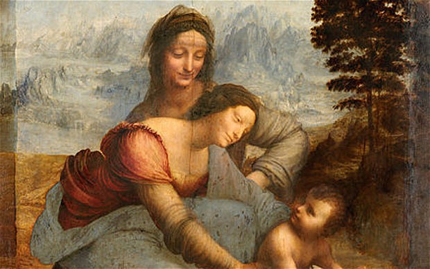 картина св. Анны и Мадонны, из собрания музея Лувр, Париж, Франция)
